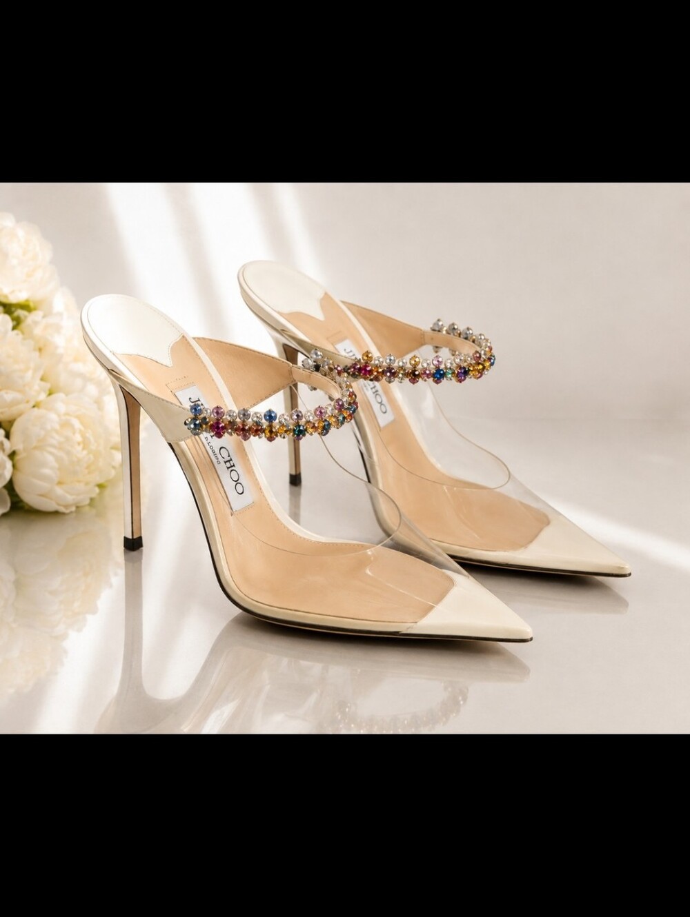 Jimmy Choo Bing 100 Crystal Plexi Mules